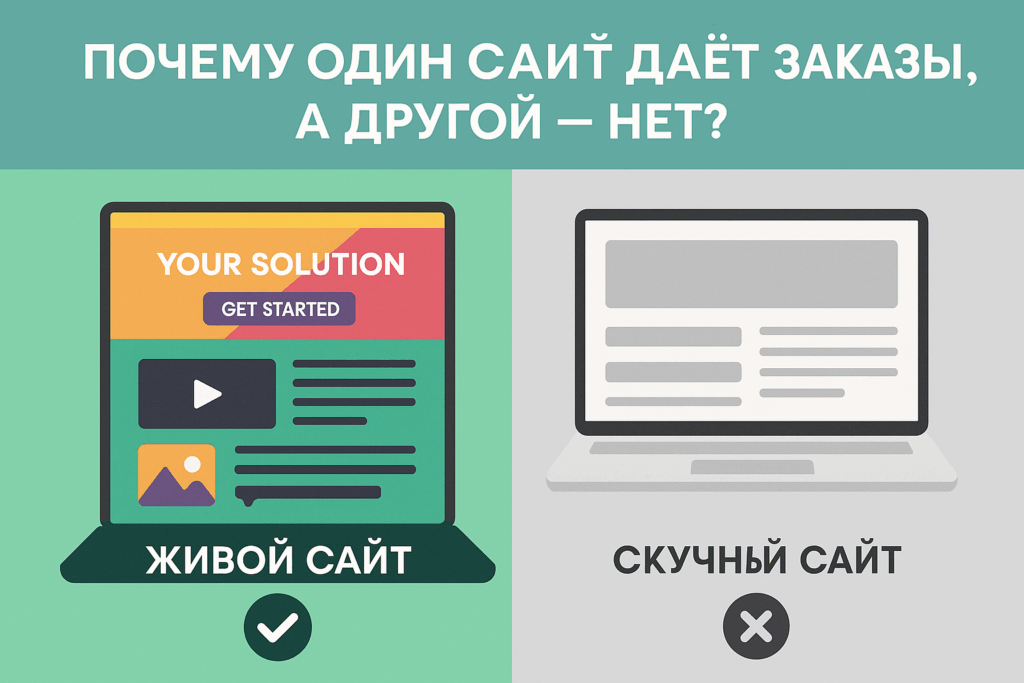 Сравнение сильной посадочной страницы и слабого сайта с размытым предложением