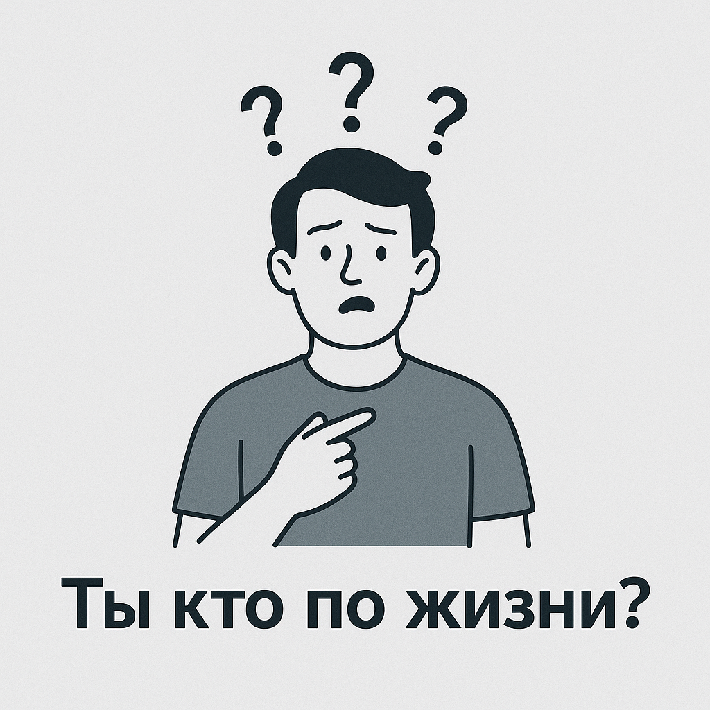 Иллюстрация с человеком и вопросительными знаками